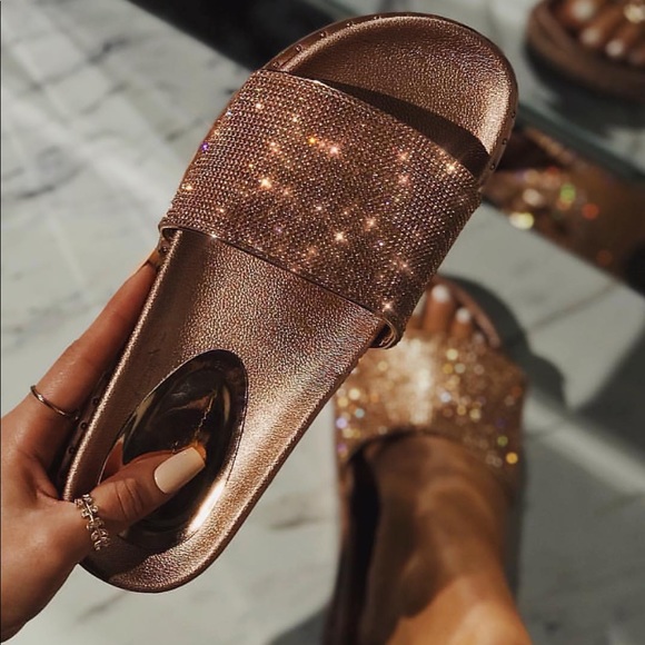 Fashion Nova Shoes - Rose gold slides